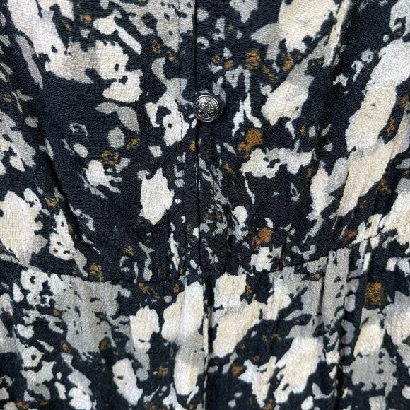 Free People Floral Romper Playsuit Black All the Right Ruffle Bell Sleeve - Picture 10 of 11